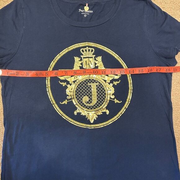 AUTHENTIC JUICY COUTURE GOLD NAVY GRAPHIC TEE - Picture 7 of 9
